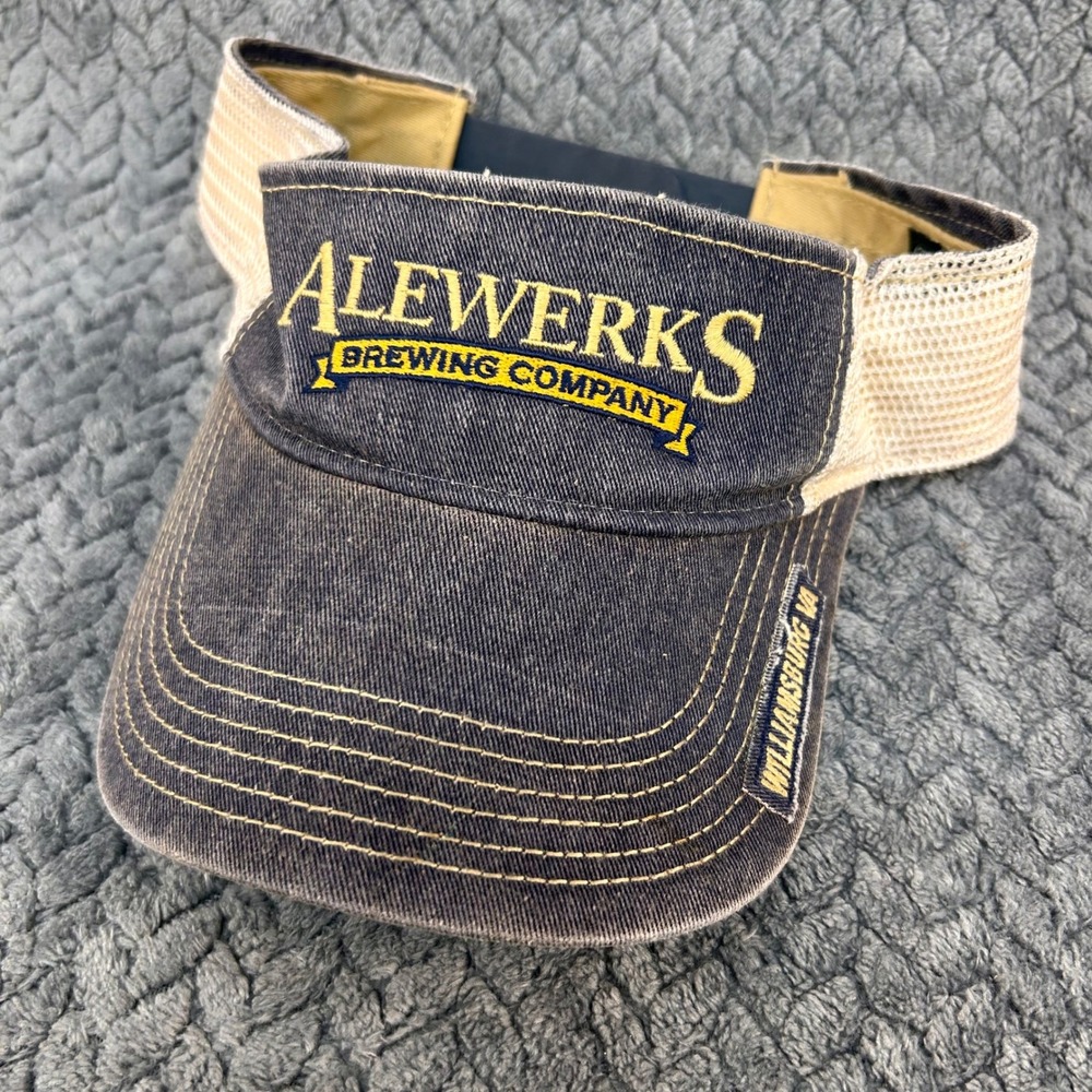 Alewerks Brewing Company Mens Navy Legacy Visor Williamsburg VA Snapback OSFA
